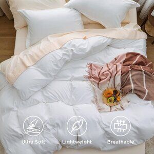 Bedsure White Duvet Cover King Size - 3 Pieces